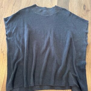 Eileen Fisher Organic Linen Cotton Mock Neck Sweater Top with Cap Lseeve